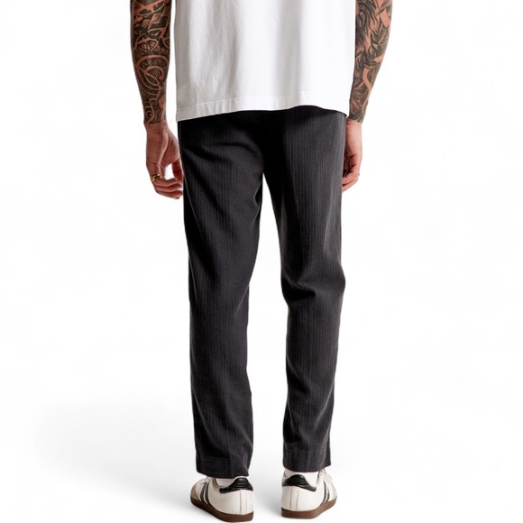 NWT Abercrombie & Fitch Men's Loose Linen-Blend Permacrease Trouser Black 31x32 - Picture 2 of 14